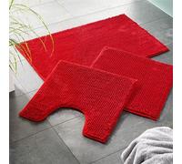 WohnDirect Premium Tappeto da Bagno con Foro per Il WC 45x45cm - Rosso - Tappetino da Bagno Morbido e Antiscivolo - Microfibra Durevole e Assorbente, Lavabile in Lavatrice