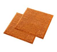 WohnDirect Set di 2 tappetini da bagno, colore arancione, 45 x 45 cm, antiscivolo e lavabile, tappetino da bagno, tappetino per WC