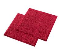 WohnDirect Set di 2 tappetini da bagno, colore rosso, 45 x 45 cm, antiscivolo e lavabile, tappetino da bagno, tappetino per WC
