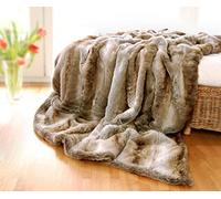 Wohnen & Accessoires GmbH & Co. KG Coperta Grande di Ecopelliccia lupo marrone chiaro 170x220cm