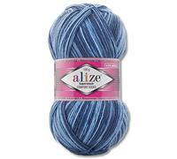 Wohnkult Alize 100 g di lana Superwash Comfort per calze, 33 colori a scelta, monocromatico/multicolore (7677)