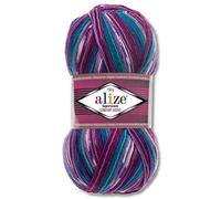 Wohnkult Alize 100 g di lana Superwash Comfort per calze, 33 colori a scelta, monocromatico/multicolore (4412)