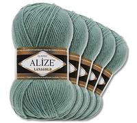 Wohnkult Alize 5 x 100 g Lanagold | 53 colori | Lana per lavoro a maglia e uncinetto (386 | azzurro)
