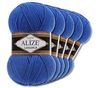 Wohnkult Alize 5 x 100 g Lanagold | 53 selezioni | Lana per lavorare a maglia e uncinetto (141 | Blu reale)
