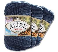 Alize Burcum Batik Premium - 3 gomitoli di lana da 100 g, 100% acrilico, 29 colori sfumati (1899)