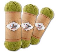 Wohnkult Alize Superwash Artisan - Gomitolo di lana per calzini, 3 x 100 g, colore a contrasto (11, verde chiaro)