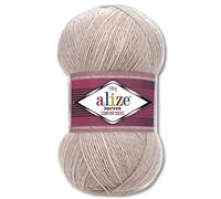Wohnkult Alize Superwash Comfort - Gomitolo di lana per calze, 100 g, 33 colori a scelta, monomulticolore (152 | beige chiaro melange)