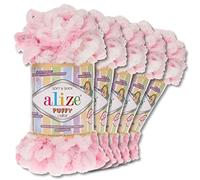 Wohnkult - Gomitolo di lana Alize Puffy Color Premium, 5 x 100 g, 26 combinazioni di colori, ciniglia, per lavorare a maglia e all'uncinetto senza attrezzi (5863)