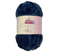 Wohnkult Himalaya - Gomitolo di lana Velvet Dolphin, soffice ciniglia, 100 g, per accessori, indumenti e coperte, 40 colori a scelta (90021 | blu scuro)