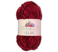 Wohnkult Himalaya - Gomitolo di lana Velvet Dolphin, soffice ciniglia, 100 g, per accessori, indumenti e coperte, 40 colori a scelta (90022 | rosso ciliegia)