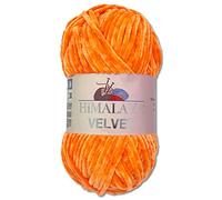 Wohnkult Himalaya - Gomitolo di lana Velvet Dolphin, soffice ciniglia, 100 g, per accessori, indumenti e coperte, 40 colori a scelta (90016 | zucca)