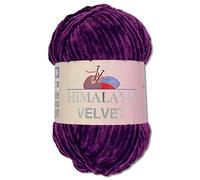 Wohnkult Himalaya - Gomitolo di lana Velvet Dolphin, soffice ciniglia, 100 g, per accessori, indumenti e coperte, 40 colori a scelta (90028 | viola)