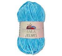 Wohnkult Himalaya - Gomitolo di lana Velvet Dolphin, soffice ciniglia, 100 g, per accessori, indumenti e coperte, 40 colori a scelta (90027 | azzurro)