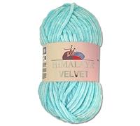 Wohnkult Himalaya - Gomitolo di lana Velvet Dolphin, soffice ciniglia, 100 g, per accessori, indumenti e coperte, 40 colori a scelta (90006 | blu pastello)