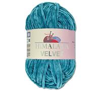 Wohnkult Himalaya - Gomitolo di lana Velvet Dolphin, soffice ciniglia, 100 g, per accessori, indumenti e coperte, 40 colori a scelta (90041 | blu oceano)