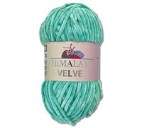 Wohnkult Himalaya - Gomitolo di lana Velvet Dolphin, soffice ciniglia, 100 g, per accessori, indumenti e coperte, 40 colori a scelta (90035 | turchese)