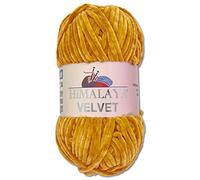 Wohnkult Himalaya - Gomitolo di lana Velvet Dolphin, soffice ciniglia, 100 g, per accessori, indumenti e coperte, 40 colori a scelta (90030 | senape)
