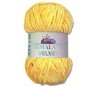 Wohnkult Himalaya - Gomitolo di lana Velvet Dolphin, soffice ciniglia, 100 g, per accessori, indumenti e coperte, 40 colori a scelta (90013 | giallo)