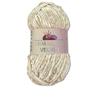Wohnkult Himalaya - Gomitolo di lana Velvet Dolphin, soffice ciniglia, 100 g, per accessori, indumenti e coperte, 40 colori a scelta (90042 | beige)