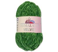 Wohnkult Himalaya - Gomitolo di lana Velvet Dolphin, soffice ciniglia, 100 g, per accessori, indumenti e coperte, 40 colori a scelta (90060 | verde)