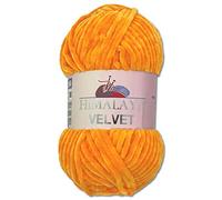 Wohnkult Himalaya - Gomitolo di lana Velvet Dolphin, soffice ciniglia, 100 g, per accessori, indumenti e coperte, 40 colori a scelta (90068 | arancione)