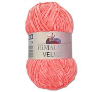 Wohnkult Himalaya - Gomitolo di lana Velvet Dolphin, soffice ciniglia, 100 g, per accessori, indumenti e coperte, 40 colori a scelta (90046 | rosa salmone)