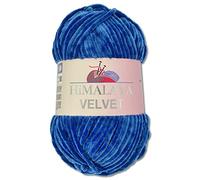 Wohnkult Himalaya - Gomitolo di lana Velvet Dolphin, soffice ciniglia, 100 g, per accessori, indumenti e coperte, 40 colori a scelta (90029 | blu)