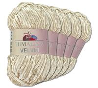 Wohnkult “Himalaya Velvet” - Gomitolo di lana soffice, 5 gomitoli da 100 g, per accessori, indumenti e coperte, 40 colori a scelta (90042 - beige)