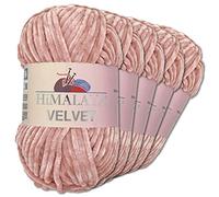 Wohnkult “Himalaya Velvet” - Gomitolo di lana soffice, 5 gomitoli da 100 g, per accessori, indumenti e coperte, 40 colori a scelta (90049 - rosa anticato)