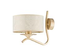 Wohnliche Wandleuchte Tessuto Metallo Bianco Shabby Oro Applique Camera Dagno