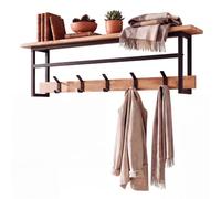 WOHNLING Appendiabiti 100x20x30 cm acacia massello, 5 ganci handmade