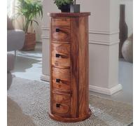 WOHNLING Cassettiera 35x35x85 cm Sheesham Massello con 4 Cassetti, Stretto | mobiletto industriale, mobiletto massello per ingresso e bagno, pezzo unico fatto a mano, credenza mini