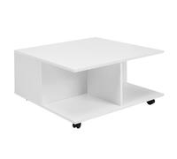 WOHNLING Design 70x70 cm Bianco | Tavolo da Salotto con 2 cassetti | Tavolino con Ruote | Tavolo con 2 Scomparti