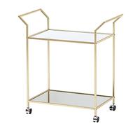 WOHNLING Design Carrello portavivande Oro 73x78x37 cm Carrello da Cucina Vetro/Metallo | Tavolino Mobile | Carrozza Ristorante con Piano in Vetro | Trolley frigo Bar su 4 Ruote