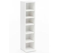 WOHNLING Libreria di Design WL5.336 21x91x20cm con 6 Scomparti Bianco | Scaffale da Terra con Piano in Legno autoportante | Corridoio di Legno del portascarpe | Stendino a Muro per Bambini