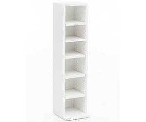 WOHNLING Libreria di Design WL5.336 21x91x20cm con 6 Scomparti Bianco | Scaffale da Terra con Piano in Legno autoportante | Corridoio di Legno del portascarpe | Stendino a Muro per Bambini