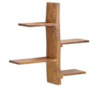 WOHNLING Mensola da Muro 58x60x15 cm Legno Massello di Sheesham Forma di Albero | Libreria a Parete Cameretta | Ripiano Moderno Scaffale Sospeso