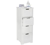 WOHNLING Mobile Bagno di Design Stile Rustico in Legno MDF 30 x 83 x 30 cm Bianco, mobiletto Bagno Piccolo 4 cassetti, Mobile ausiliario Multiuso