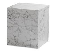WOHNLING MONOBLOC - Tavolino da salotto quadrato, 40 x 40 x 45 cm, colore: Bianco lucido con effetto marmo, stile cubo