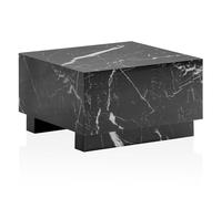 WOHNLING MONOBLOC - Tavolino da salotto quadrato, 60 x 60 x 35 cm, colore nero lucido, effetto marmo, a forma di cubo