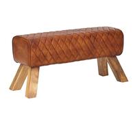 WOHNLING Panca Cavallina 89x35x46 cm Vera Pelle Legno Massello