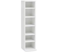 WOHNLING Porta CD 21x20x90 cm Legno Bianco, Libreria Stretta