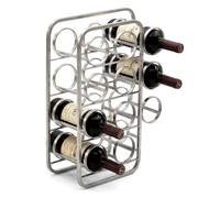 WOHNLING Portabottiglie 47cm Argento Design Scaffale per Bottiglie Metallo - Supporto per Bottiglie in piedi per 11 Bottiglie - Portabottiglie Vino Moderno Cantinetta Fatto a Mano
