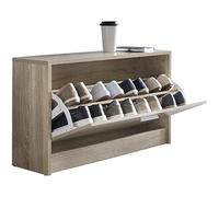 WOHNLING Scarpiera a Ribalta Split 80x24x47 cm Sonoma con Ripiano | scarpiera 1 scomparto a ribalta, scaffale portascarpe antigraffio, mobile da ingresso piccolo pulito forma, scarpiera bassa