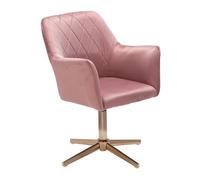 WOHNLING Sedia da scrivania Sedia Girevole con Schienale Design Velluto Rosa | Sedia a Conchiglia 120 kg Regolabile in Altezza | Sedia da Lavoro Senza rotelle | Sedia scrivania Home Office Girevole