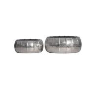 Wohnling Set di 2 vasi per piante in metallo argento, design vaso per piante, in alluminio, rotondo, per interni, 2 pezzi