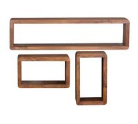WOHNLING set di 3 ripiani parete di legno sheesham legno massello scaffalature stile country vero legno prodotto naturale
