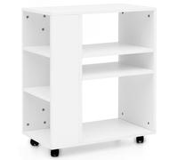WOHNLING Shelf WL5.694 Bianco Carrello da 60 x 75 x 35 cm con Ruote in Legno | Scaffale da Cucina Sottile | Carrello del Tavolo del Telefono Moderno | Scaffale per Libri Stretto con Contenitore Alto