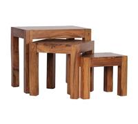 WOHNLING Tavolini Set di 3 45x35x50 cm Legno Massello di Sheesham