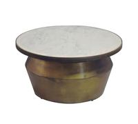 WOHNLING Tavolino 60x60x31cm Marmo Metallo Bianco Oro Handmade